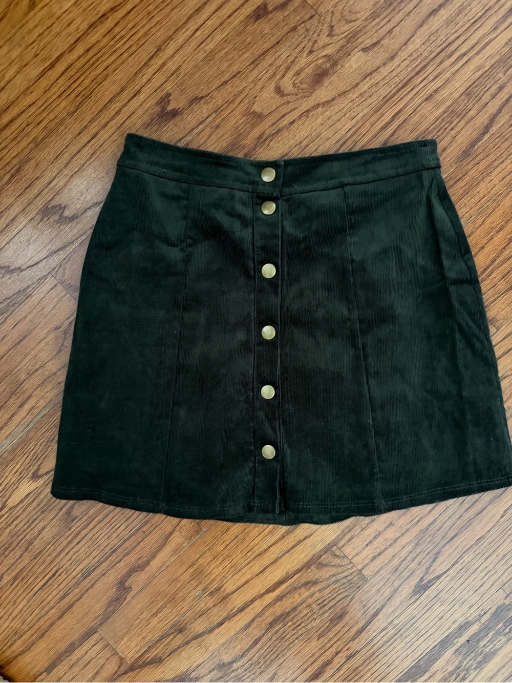 SKY AND SPARROW Corduroy Exposed Button Mini Skirt